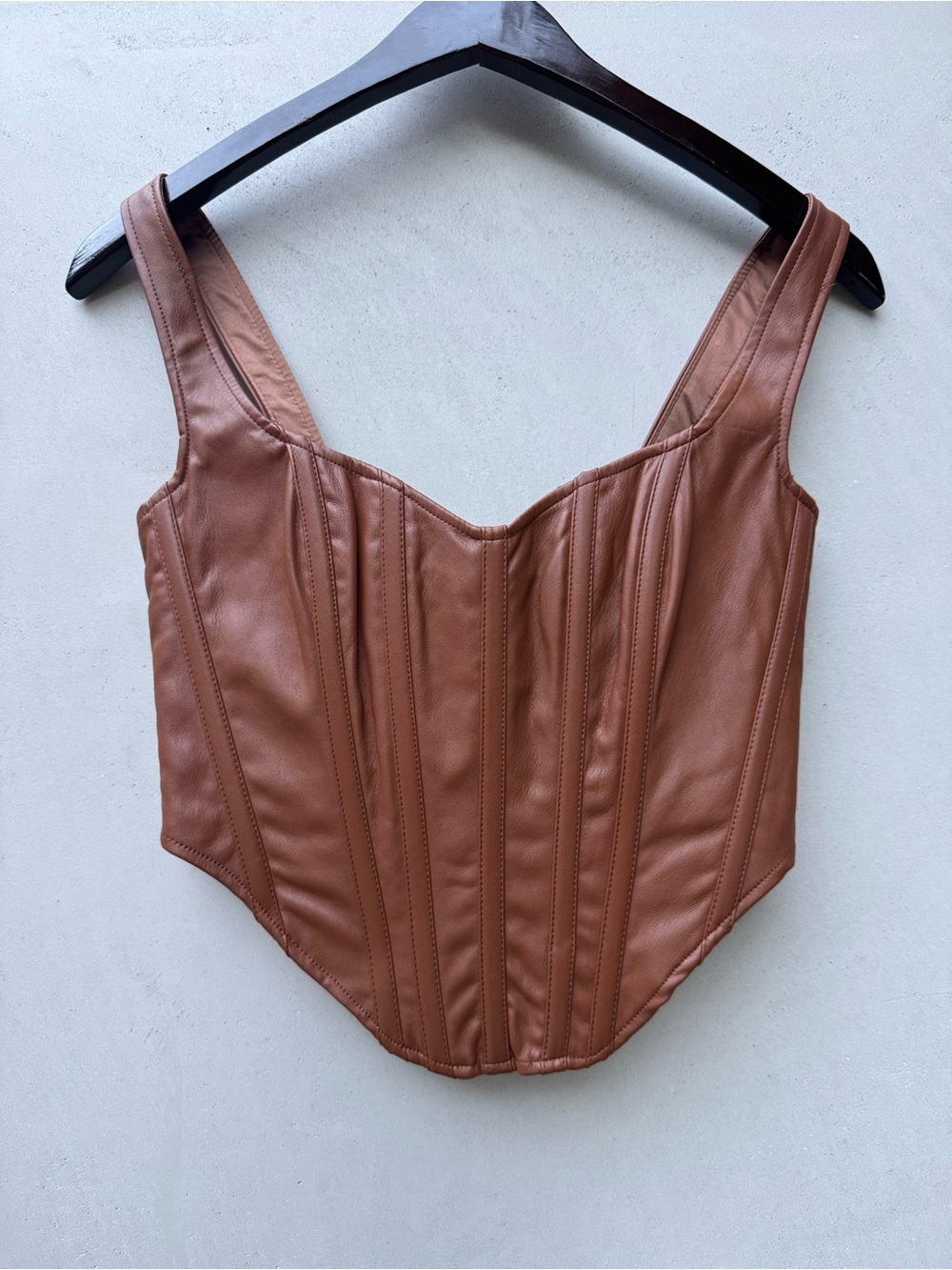 Bardot Faux Leather Corset Bustier Brown Vegan Leather XS US 2 Y2K